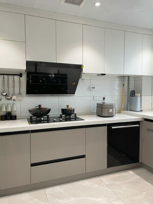 Affordable Price Grain MDF Door Panel With Dtc Hinge Wood Kitchen Cabinet