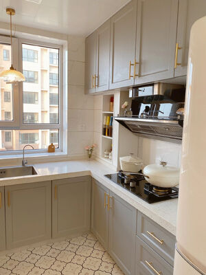 Affordable Price Grain MDF Door Panel With Dtc Hinge Wood Kitchen Cabinet
