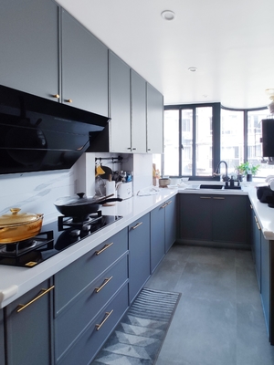 Granite Countertop Kitchen Cabinet with Acrylic Door Finish Melamine Lacquer UV PET Customized Design