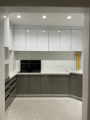 Grain Modern Kitchen Cabinet Handleless Furniture Cabinetry With Linear Shape