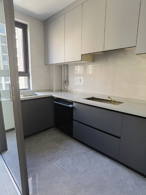 Grain Modern Kitchen Cabinet Handleless Furniture Cabinetry With Linear Shape