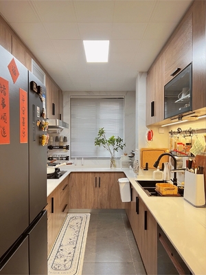 Grain Modern Kitchen Cabinet Handleless Furniture Cabinetry With Linear Shape