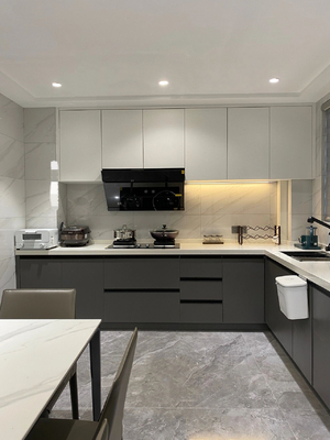 Grain Modern Kitchen Cabinet Handleless Furniture Cabinetry With Linear Shape