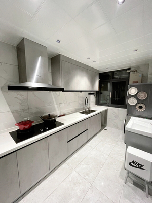 American Style U Shaped Contemporary Melamine Recessed Door Panel Kitchen Cabinet