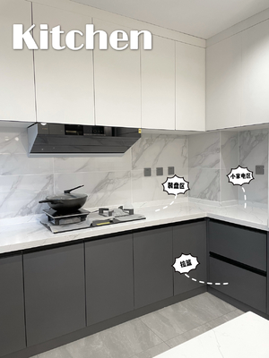 HPL Laminated Finished Wooden Kitchen Cabinetry For Dining Room Decoration