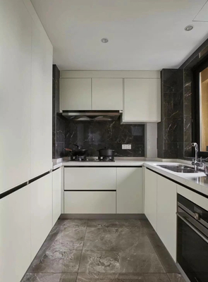 Lacquer Cupboard Wood Veneer Finished Kitchen Cabinet With Island