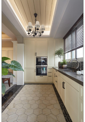 Lacquer Cupboard Wood Veneer Finished Kitchen Cabinet With Island