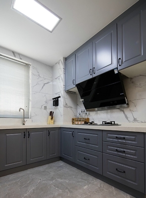 Modern Style Kitchen Cabinet Melamine Finished Wood Grain Design Cupboard