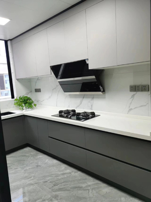 Modern Style Kitchen Cabinet Melamine Finished Wood Grain Design Cupboard