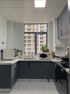 Laminated Melamine Finish Vertical Wood Grain Frameless Kitchen Cabinet For Home