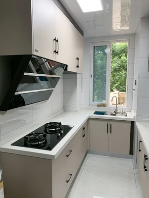 Manufacturer Apartment Wood Grain Modular Kitchen Cabinet Luxury Furniture
