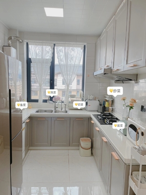 Manufacturer Apartment Wood Grain Modular Kitchen Cabinet Luxury Furniture