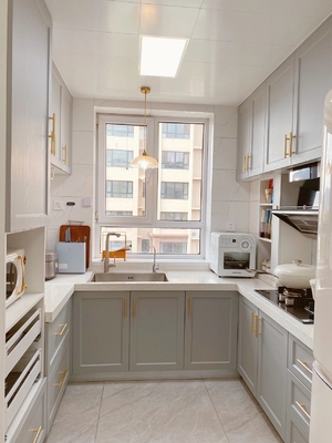 Laminate PVC Finish Customized Modern Design Kitchen Cabinets For Home