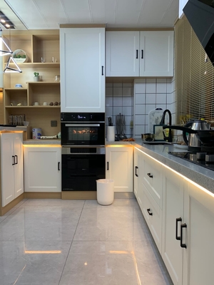 Contemporary Modern Style Two Tone Slab Panel Dark Kitchen Cabinet