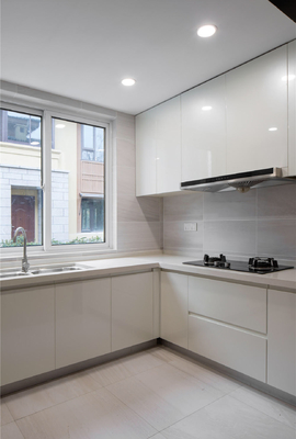 Contemporary Modern Style Two Tone Slab Panel Dark Kitchen Cabinet