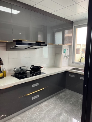 L Shaped Kitchen Cabinet Simple Design With Open Shelves For Apartment