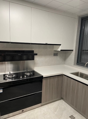 L Shaped Kitchen Cabinet Simple Design With Open Shelves For Apartment