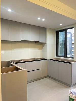 L Shaped Kitchen Cabinet Simple Design With Open Shelves For Apartment