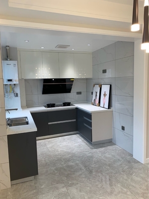 Kitchen Furniture Wooden Grain Laminates Modern Kitchen Cabinets With Island