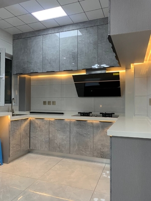 Kitchen Furniture Wooden Grain Laminates Modern Kitchen Cabinets With Island