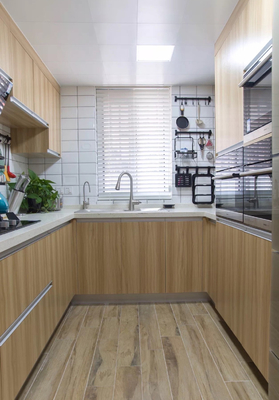 Kitchen Furniture Wooden Grain Laminates Modern Kitchen Cabinets With Island