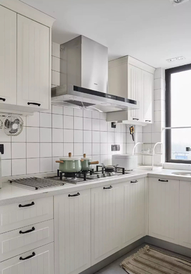 Economic Style Flat Panel Laminate Small Kitchen Cabinets for Villa