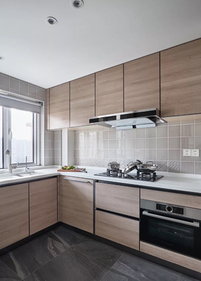 Economic Style Flat Panel Laminate Small Kitchen Cabinets for Villa