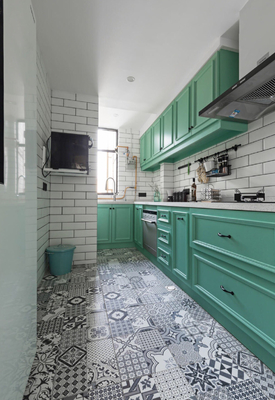 Economic Style Flat Panel Laminate Small Kitchen Cabinets for Villa