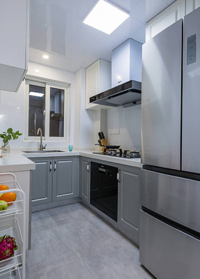 Modern White Flat Panel MFC Melamine Customized Kitchen Cabinets