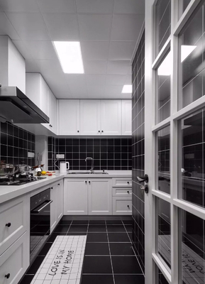 Modern White Flat Panel MFC Melamine Customized Kitchen Cabinets