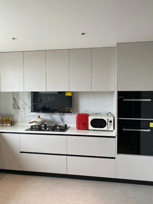 Chinese MDF Modern Flat Panel Melamine Wooden Kitchen Cabinet Furniture