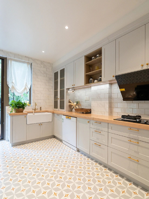 Chinese MDF Modern Flat Panel Melamine Wooden Kitchen Cabinet Furniture