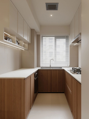 MDF Natural Wood Grain Melamine Kitchen Cabinets For Apartment
