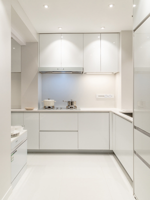 MDF Natural Wood Grain Melamine Kitchen Cabinets For Apartment