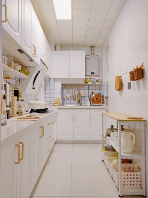 Walnut Woodgrain Anti-Fingerprint Eco-Certified Particle Board Kitchen Cabinet