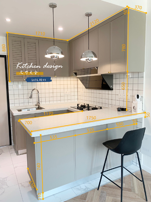 Matte Anti-Scratch Lacquered Hygienic Kitchen Cabinet With Gallery Lighting