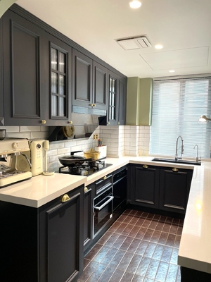 Vintage Corner Modular Lacquer Kitchen With Island Furniture Cabinet