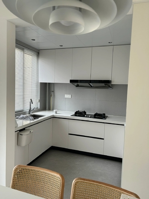 Modern Light Grey Shaker Style Kitchen Cabinet With Dtc Hardware For Hotel