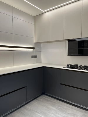 Apartment High Glossy Lacquer Doors Free Handles Modern Kitchen Furniture