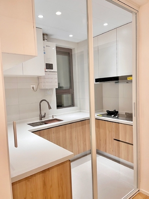 Modern U-Shape Kitchen With Small Island Shaker Cabinets Custom Kitchen Cabinet
