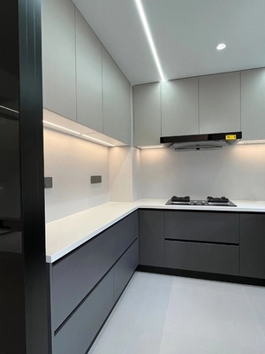 Customized Matte Lacquer Finish Melamine Plywood Design Kitchen Cabinet