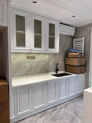 Customized Matte Lacquer Finish Melamine Plywood Design Kitchen Cabinet