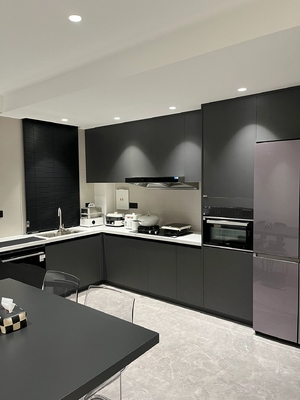 Plywood Shaker Wooden Furniture Assembled Kitchen Cabinets With Island Unit