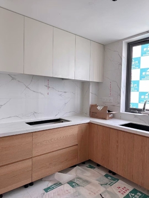 Plywood Shaker Wooden Furniture Assembled Kitchen Cabinets With Island Unit