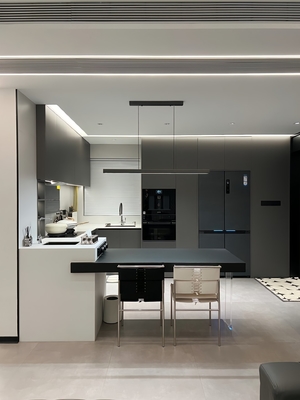 Modern Handleless MDF Kitchen Cabinet Push-To-Open Design
