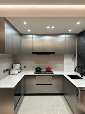 Modern Kitchen Cabinet with Melamine Finish for Apartments