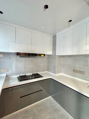 Modern Kitchen Cabinets with Quartz Countertop and Backsplash