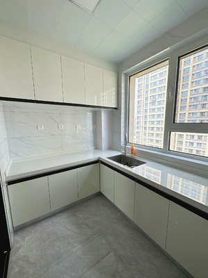 Modern Kitchen Cabinets with Quartz Countertop and Backsplash