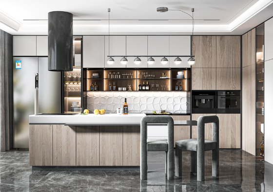 Modern Kitchen Cabinet with Melamine or Plywood Carcase