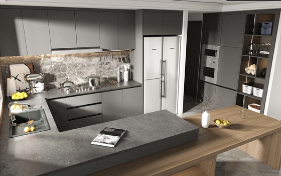 Decorative Panel Kitchen Cabinets with Wood Grain for Hotels